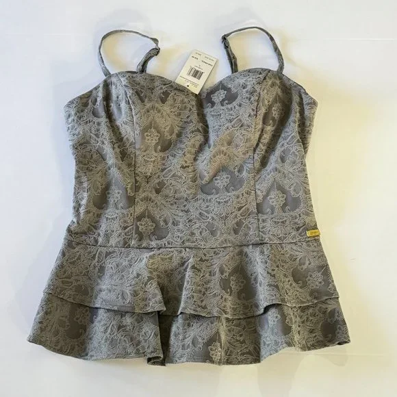 NWT Guess Gray Embroidered Bustier Top - Picture 6 of 10